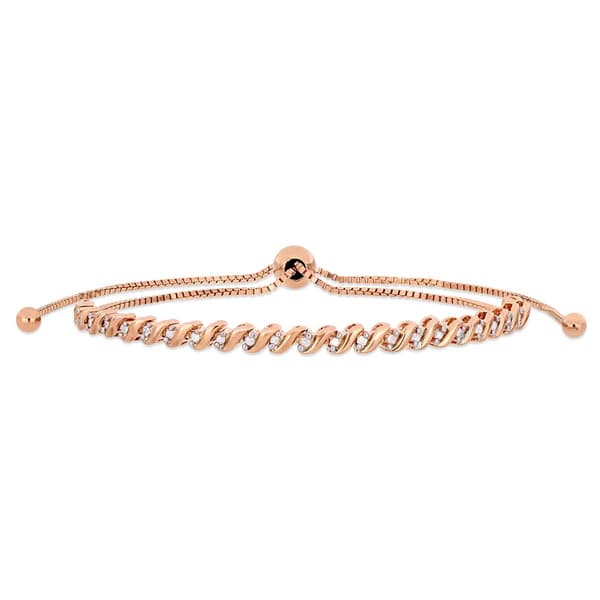 Diamond Classics&#40;tm&#41; Sterling Silver & Pink 1/4ctw. Bracelet