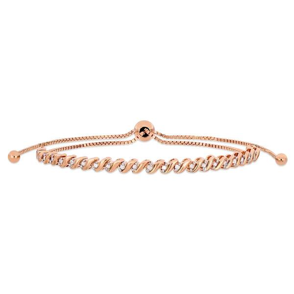 Diamond Classics&#40;tm&#41; Sterling Silver & Pink 1/4ctw. Bracelet - image 
