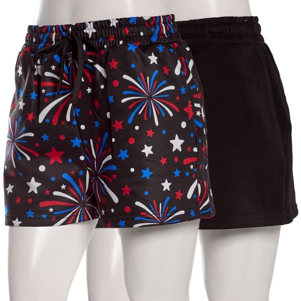 Juniors Jolie & Joy 2pk. Americana Fleece Shorts - Fireworks