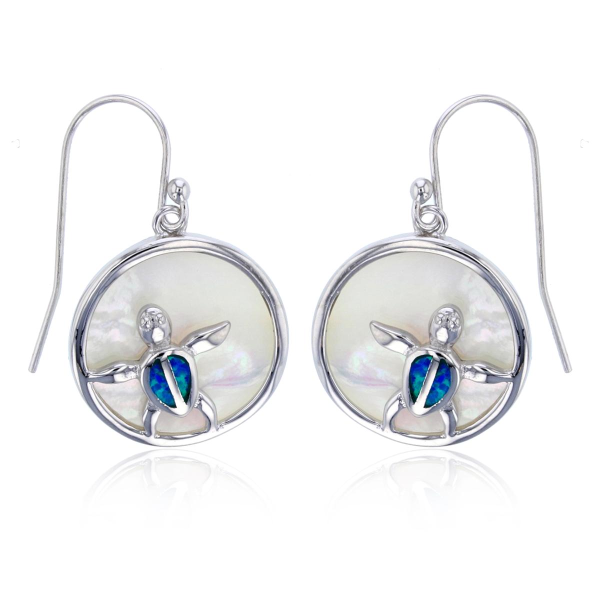 Gemstone Classics™ Created Blue Opal Turtle Drop Earrings