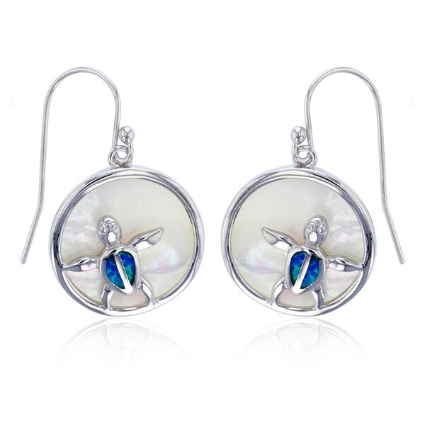 Gemstone Classics&#40;tm&#41; Created Blue Opal Turtle Drop Earrings - image 