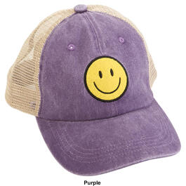 Womens Madd Hatter Smiley Patch Baseball Cap
