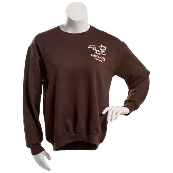 Juniors Gold Rush Coffee Club Front Back Crew Neck Sweatshirt - image 