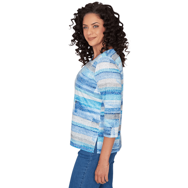 Womens Alfred Dunner Classics 3/4 Sleeve Brushstroke Blouse