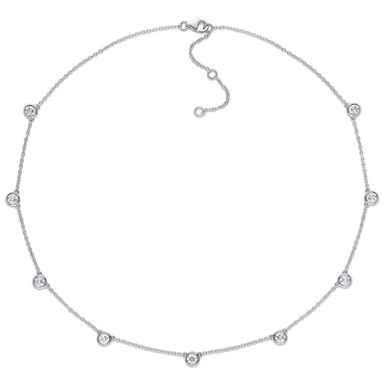 Sterling Silver 2 1/4ctw. Dew Moissanite Station Necklace