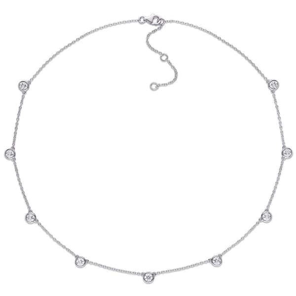 Sterling Silver 2 1/4ctw. Dew Moissanite Station Necklace