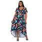 Plus Size 24/7 Comfort Apparel Black Floral High Low Wrap Dress - image 1