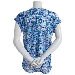 Plus Size Architect&#174; Palm Leaves Short Sleeve Poly Linen Tee