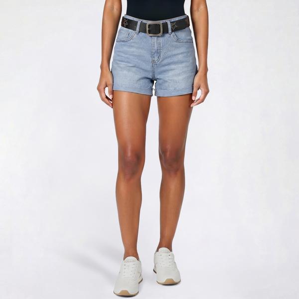 Juniors YMI(R) Raw Cuffed Belted Star Shorts