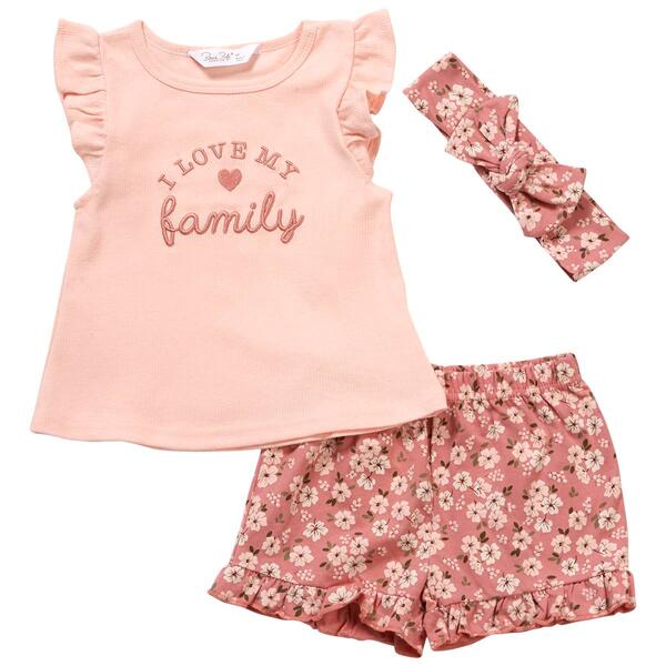 Toddler Girl Rene Rofe&#40;R&#41; 3pc. Love My Family Top & Shorts Set - image 