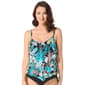 Womens Beach House Eclectic Bloom Tiered Tankini Swim Top - image 1