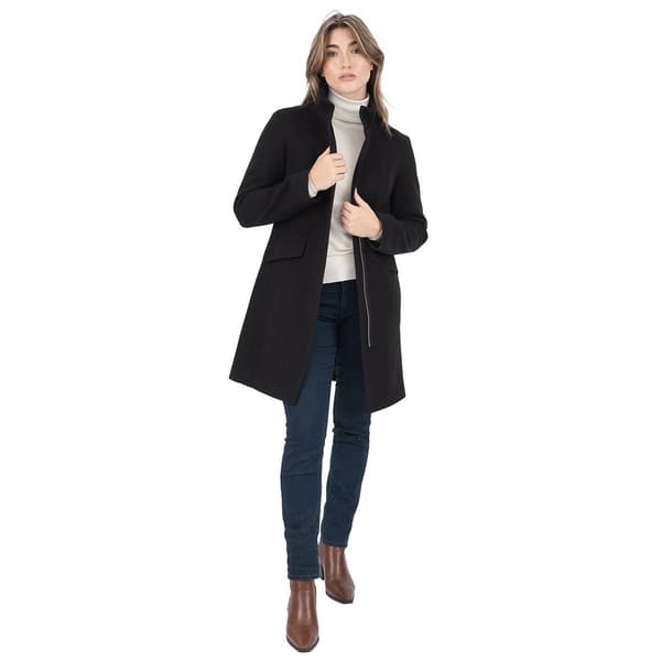 Womens Nine West Faux Wool Zip Front Coat - image 
