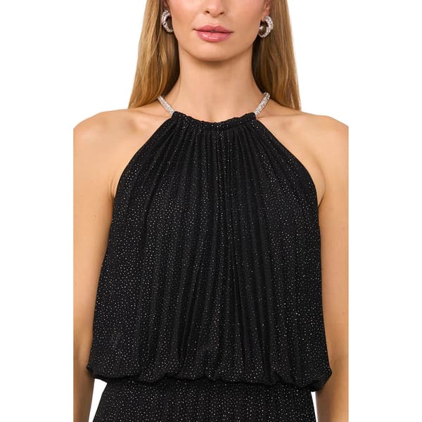 Petite MSK Sleeveless Pleated Chiffon Glitter Evening Gown
