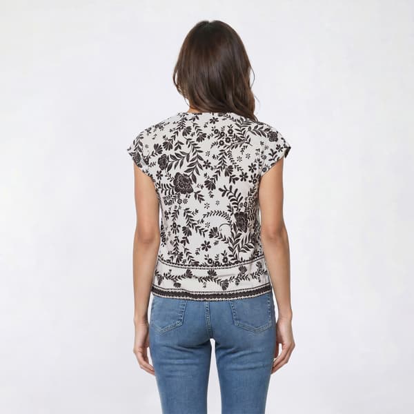 Womens Como Blu Extended Dolman Sleeve Tie Hem Floral Blouse
