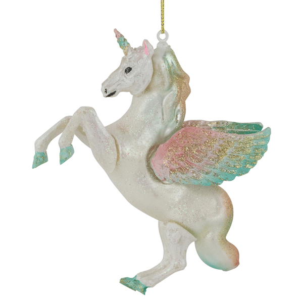 Northlight 5.25in. White Unicorn Glass Christmas Ornament