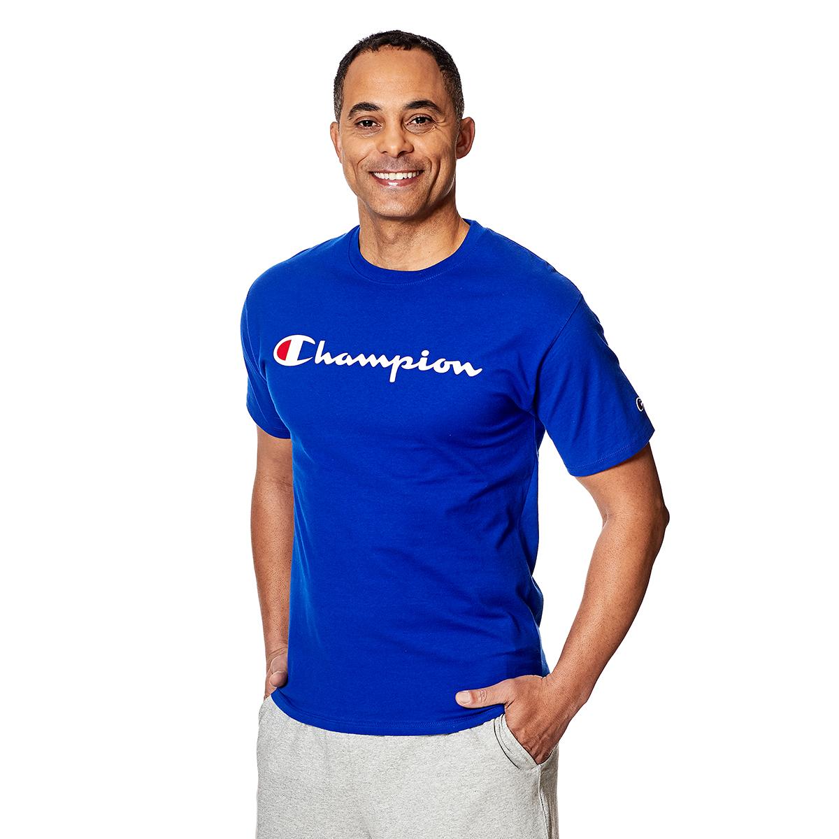 Mens Champion Short Sleeve Logo Crew Neck Tee