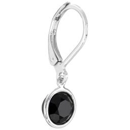 Athra Silver Plated 6mm Round Black Bezel Leverback Earrings