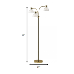 HomeRoots 69in. Gold Three Light Tree Floor Lamp