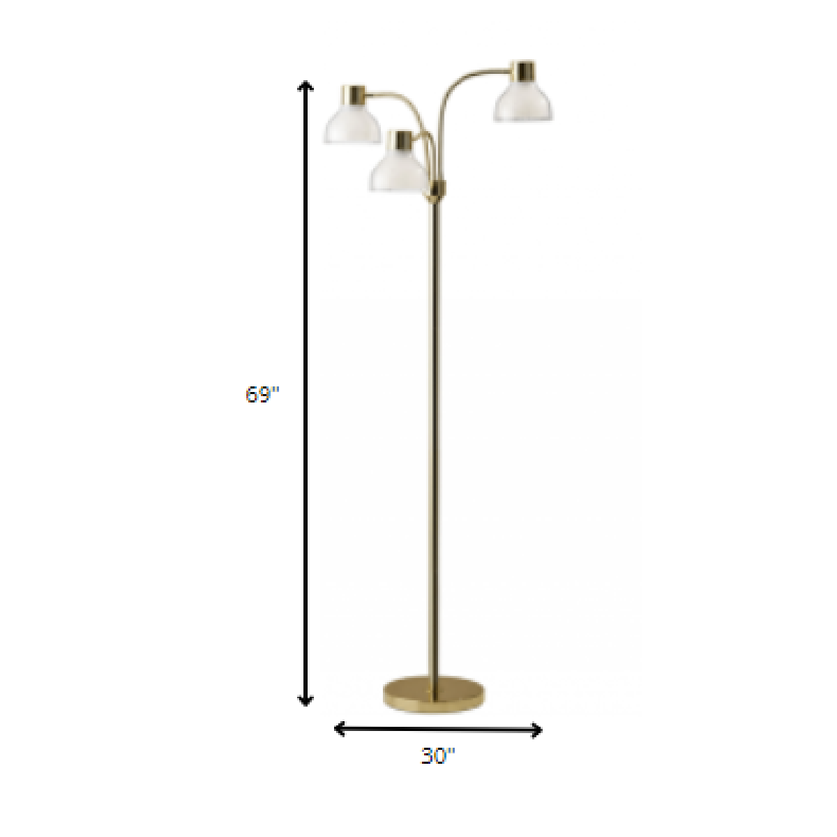HomeRoots 69in. Gold Three Light Tree Floor Lamp