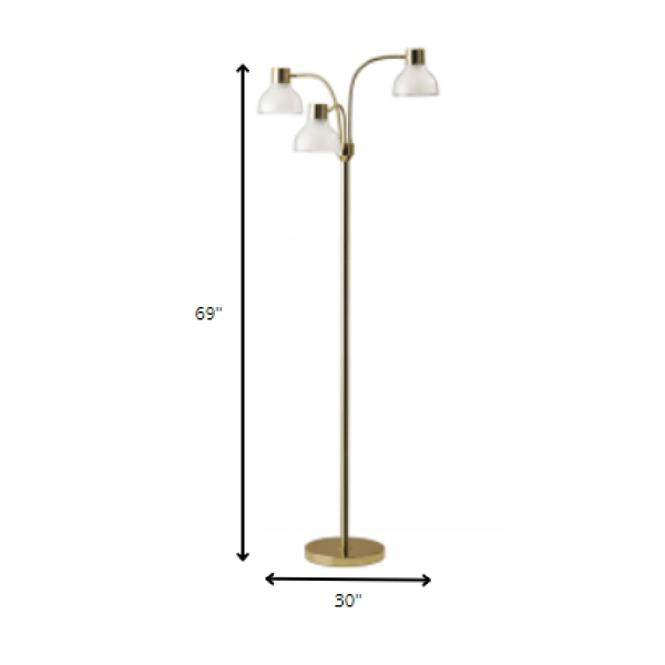 HomeRoots 69in. Gold Three Light Tree Floor Lamp