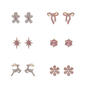 6pc. Gingerbread Man/Bow/Star/Crystal/Reindeer/Snowflake Earrings - image 1