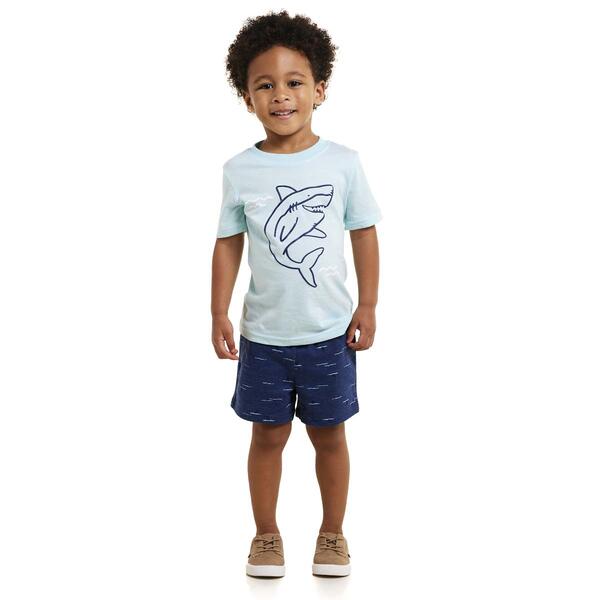 Toddler Boy Carters&#40;R&#41; 2pc. Puffy Shark Tee & Wave Terry Shorts - image 