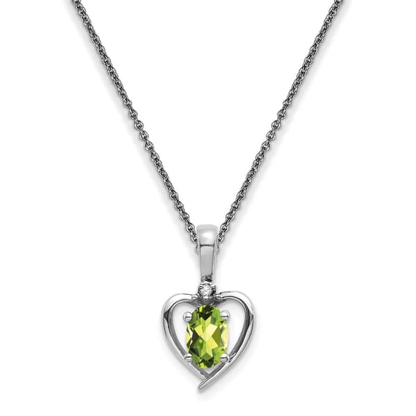 Gemstone Classics&#40;tm&#41; 14kt. Peridot Diamond Heart Pendant Necklace - image 