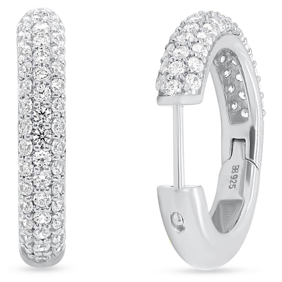 Nova Star® Sterling Silver Lab Grown Diamond Hoop Earrings