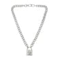 Steve Madden Silver Link Chain Necklace w/ Padlock Pendant - image 1