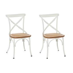 9th & Pike(R) White Metal Farmhouse Dining Chairs