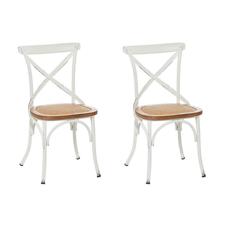 9th & Pike(R) White Metal Farmhouse Dining Chairs