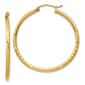 Gold Classics&#40;tm&#41; 14kt. Satin Diamond Cut 35mm Hoop Earrings - image 1