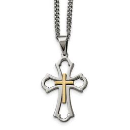 Mens Gentlemen's Classics(tm) Yellow Gold Plated Cross Necklace