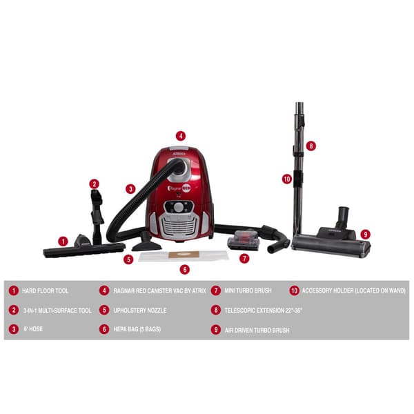 Atrix Ragnar Red Vacuum w/ HEPA Filtration