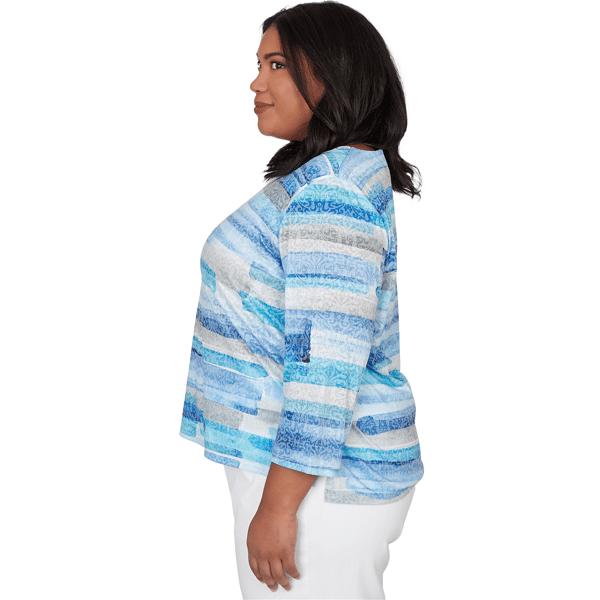 Plus Size Alfred Dunner Classics 3/4 Sleeve Brushstroke Blouse