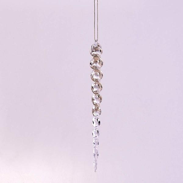 Plastic Icicle Gold Glitter Ornament - image 