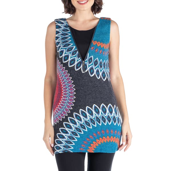 Womens 24/7 Comfort Apparel Blue Circle Extra Long Tunic Top - image 