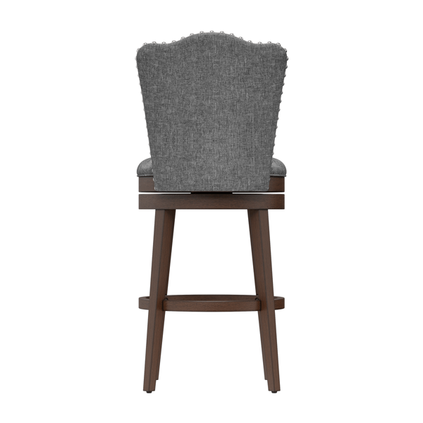 HH2 Home Edenwood Grey Bar Height Swivel Stool with Tufted Back