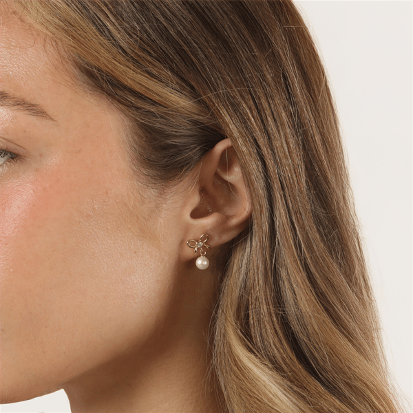 Brilliant Grown Lab-Grown Diamond Bow Accent Earrings