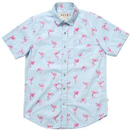 Young Mens VSTR Short Sleeve Flamingo Button Down Shirt