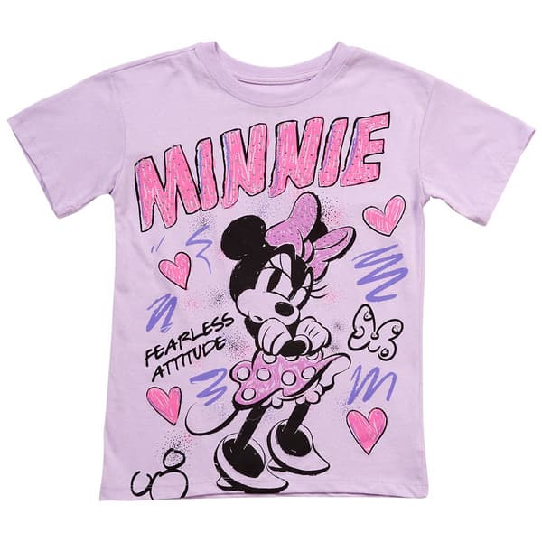 Girls (7-16) Disney Minnie Graffiti Rhinestone BF Tee - image 