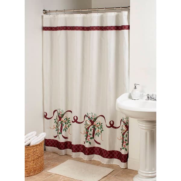 No. 918 Holly Ribbon Shower Curtain - image 