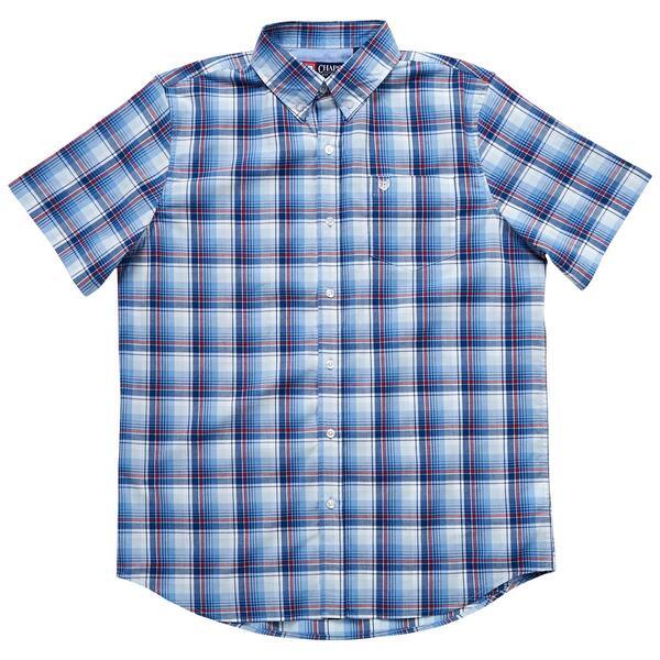 Mens Chaps Easy Care Plaid Button Down Shirt - Blue Shadow - image 