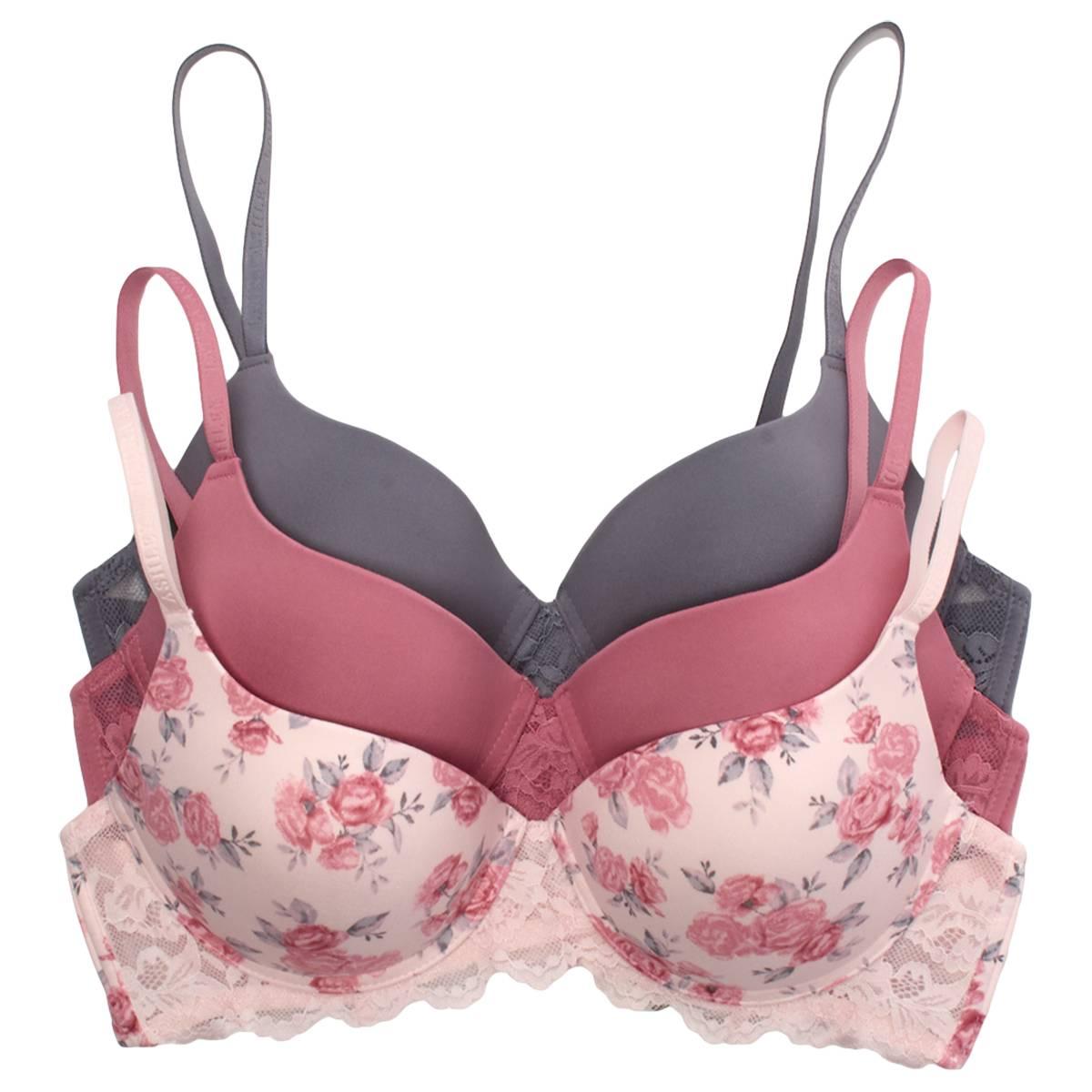 Open Video Modal for Womens Laura Ashley(R) 3pk. Front Lace & Strap Bras - LS5404-3PKW