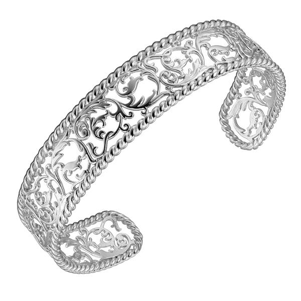 Sterling Silver Caged Filigree Cuff Bracelet - image 