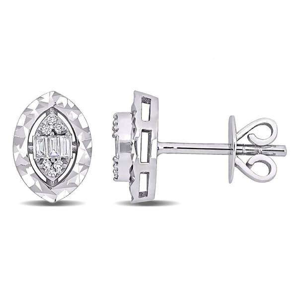 Sophia B 1/10ctw. Round & Baguette Diamond Earrings