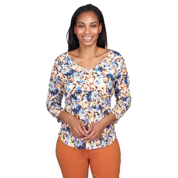 Petite Emaline Barcelona Long Sleeve V-Neck Wildflower Tee