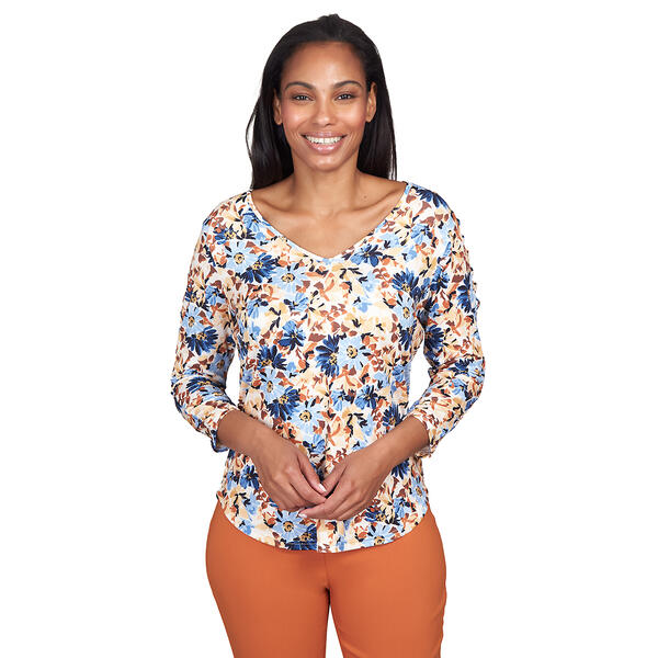 Petite Emaline Barcelona Long Sleeve V-Neck Wildflower Tee - image 
