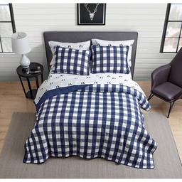 Eddie Bauer Lakehouse 136 TC Reversible Quilt Set - Blue