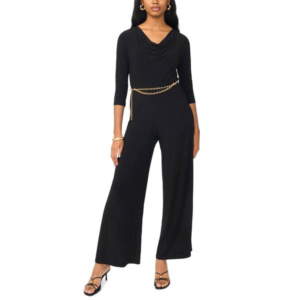 Petites MSK 3/4 Sleeve ITY Drape Neck Jumpsuit with Belt - image 